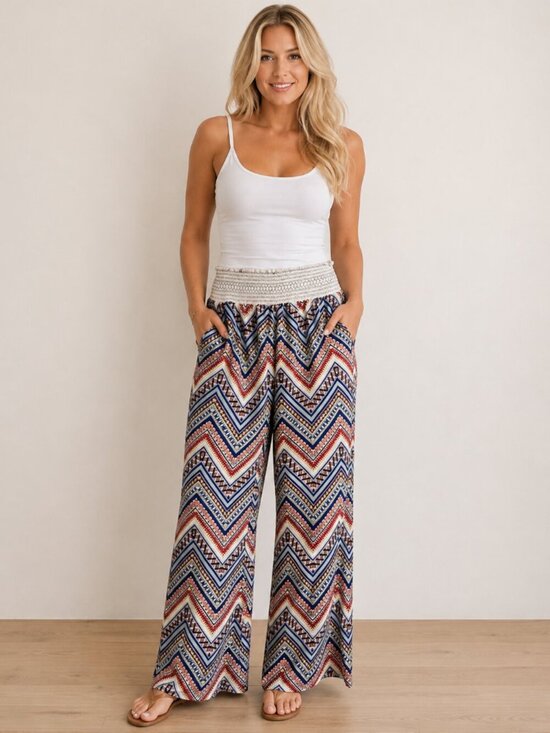 hippie laundry Pants - Hippie Laundry Zigzag Chevron PatternWide-Leg Pants Lightweight Women’s Small